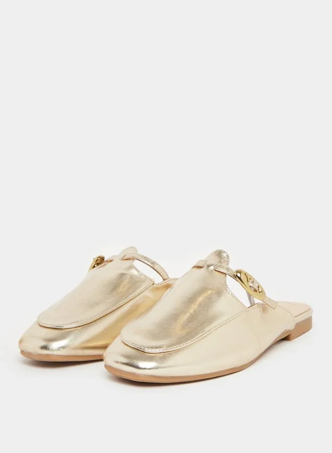 ستايلي حذاء مول مسطح معدني